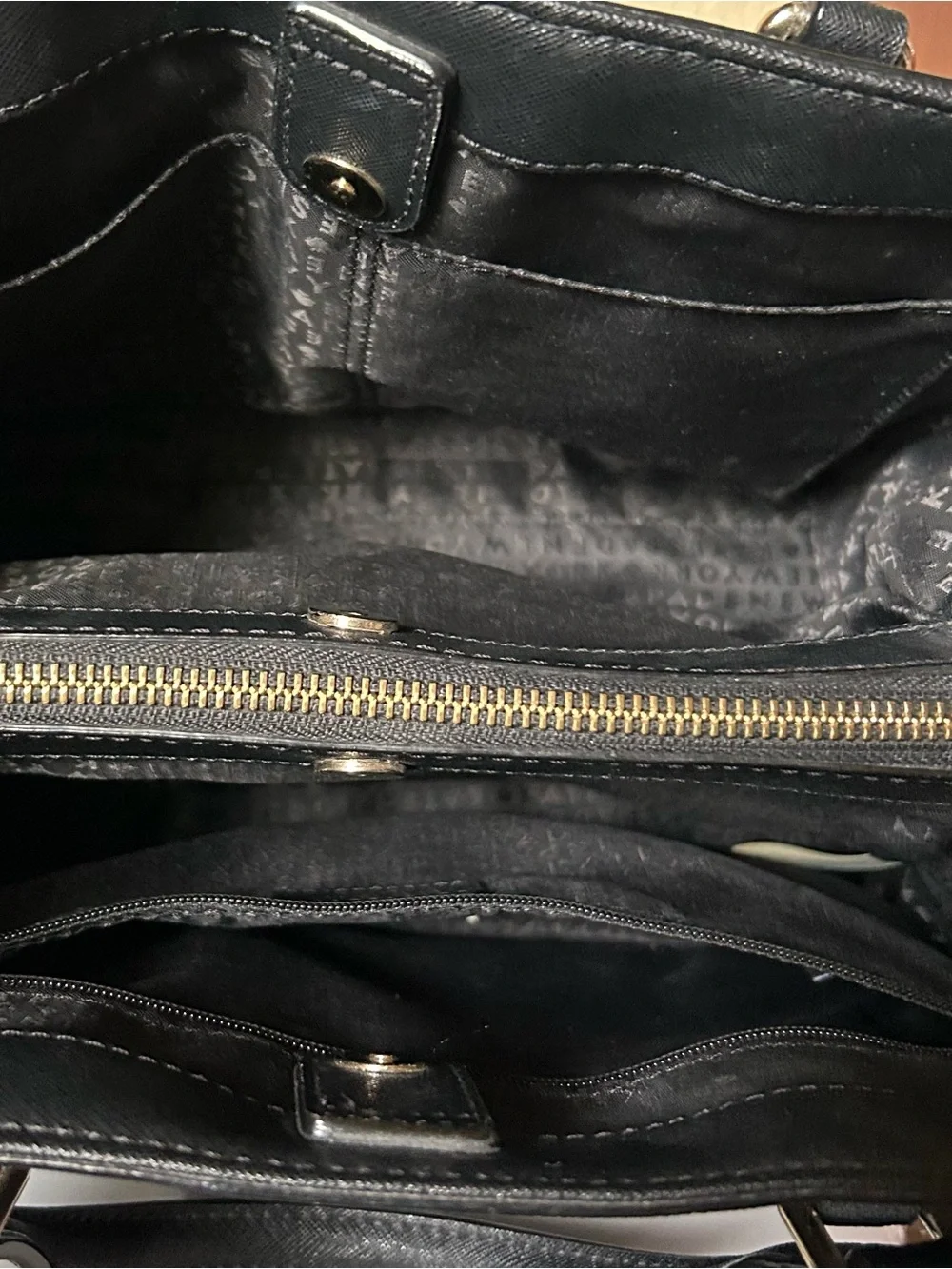 kate spade Black Structured Saffiano Tote with Gold Plaque